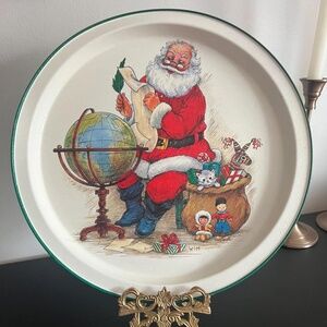 1992 Potpourri Press Santa Metal Tray – Christmas Collectible